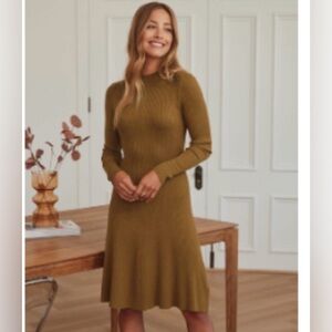 RW&CO. Long Sleeve Knit Dress in Tan